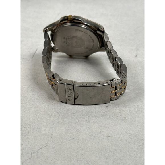 VTG Pulsar Watch Mens 42mm Two Tone Analog Digital V041-9250 Quartz New Battery - Picture 6 of 14